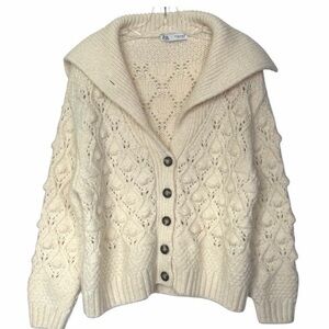 Women's Cream Knit Sweater Zara